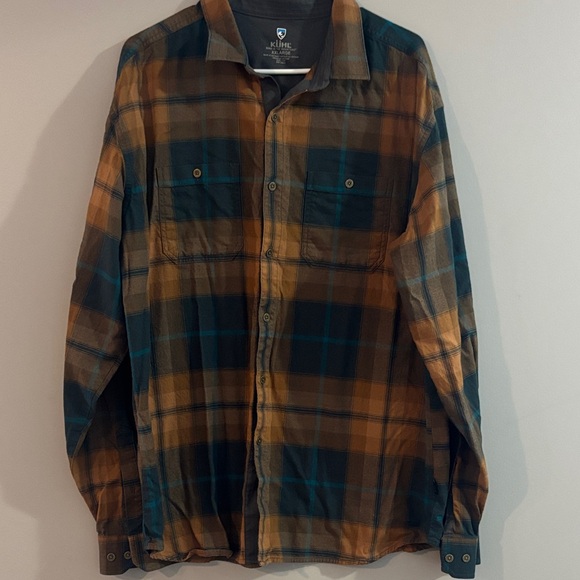 Kuhl Men's Checkered Shirt Jacket - Blue and Brown - Picture 1 of 3